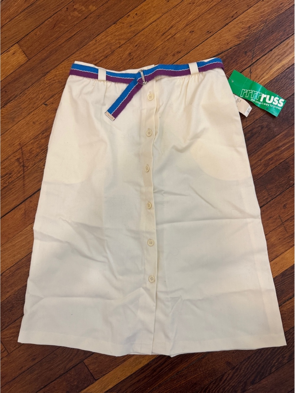 Vintage 80's RRRRRUSS by Russ Togs Button Front Belted Midi Skirt